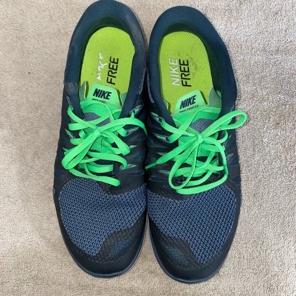 Nike Free Running Shoes Black/Green Lace-Up Sneakers Size US 10 (Nike Free RN) - Picture 2 of 7